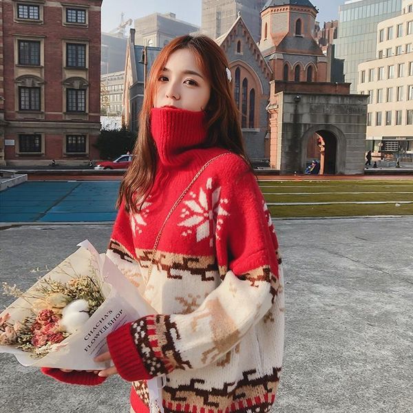 christmas sweater women snowflake elk turtleneck autumn winter jumper loose thicken pullovers floral warm vintage harajuku coat v769, White;black
christmas sweater women snowflake elk turtleneck autumn winter jumper loose thicken pullovers floral warm vintage harajuku coat v769, White;black