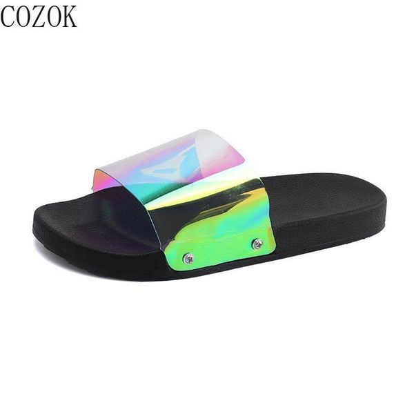 ladies new slippers 2021 casual fashion women's slippers vamp reflective women's shoes platform soles trendy, Black
ladies new slippers 2021 casual fashion women's slippers vamp reflective women's shoes platform soles trendy, Black