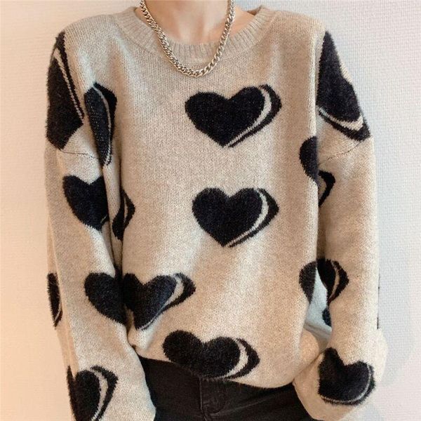 women's sweaters jersey mujer heart sweater sweet for women fashion o-neck pullover loose korea jumpers knitted, White;black
women's sweaters jersey mujer heart sweater sweet for women fashion o-neck pullover loose korea jumpers knitted, White;black