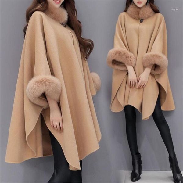2020 elegant winter new women capes faux fur scarf fur collar long woolen coat cloak fit shopping travelling 3 colors capes1, Black
2020 elegant winter new women capes faux fur scarf fur collar long woolen coat cloak fit shopping travelling 3 colors capes1, Black