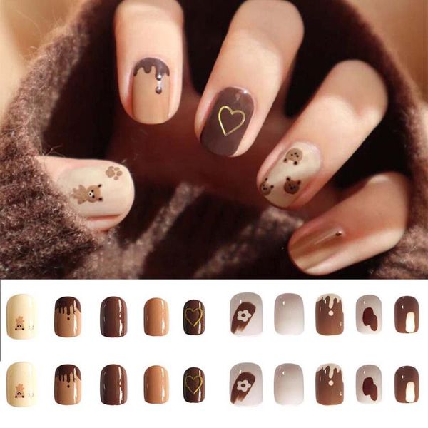 24pcs short round head fake press on nail cute milktea color shiny gold foil blooming gradient artificial nail with glue, Red;gold
24pcs short round head fake press on nail cute milktea color shiny gold foil blooming gradient artificial nail with glue, Red;gold