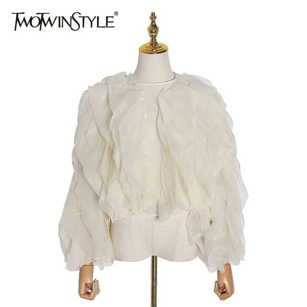 twotwinstyle elegant patchwork ruffles chiffon blouses women o neck lantern long sleeve loose shirt female clothing fashion y200828, White
twotwinstyle elegant patchwork ruffles chiffon blouses women o neck lantern long sleeve loose shirt female clothing fashion y200828, White