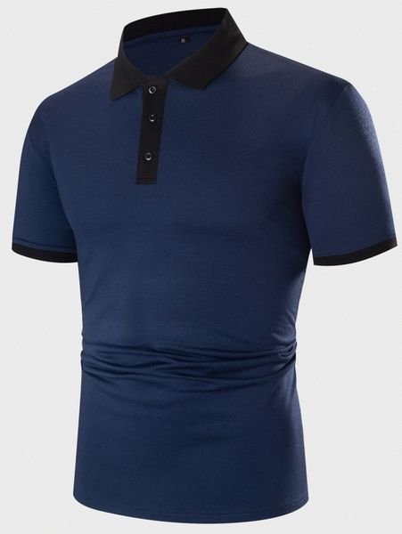 men contrast binding polo shirt r5yo#, White;black