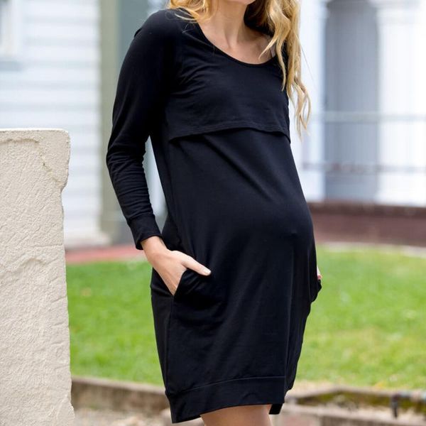 maternity dresses fashion autumn winter women's pregnanty casual long sleeve solid dress with pocket robe1, White
maternity dresses fashion autumn winter women's pregnanty casual long sleeve solid dress with pocket robe1, White