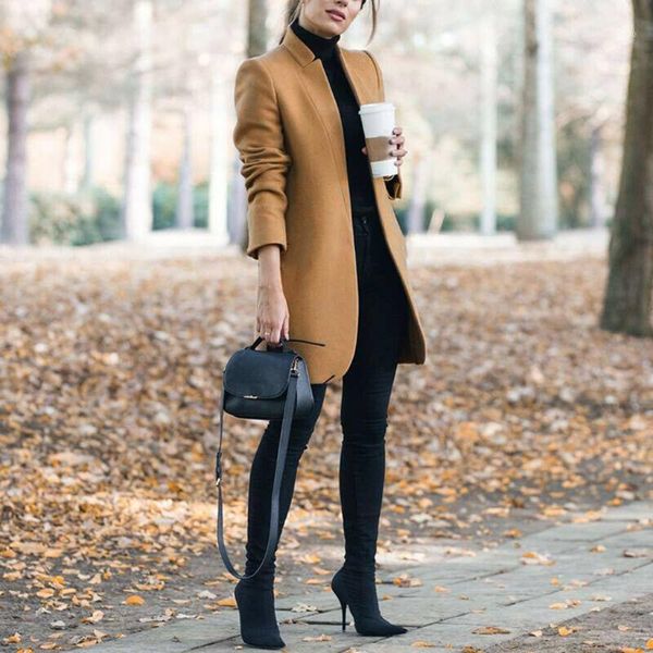 new wool blend coat 2020 autumn casual woman slim long overcoat elegant stand collar single button female outwear trench#lr11, Black
new wool blend coat 2020 autumn casual woman slim long overcoat elegant stand collar single button female outwear trench#lr11, Black