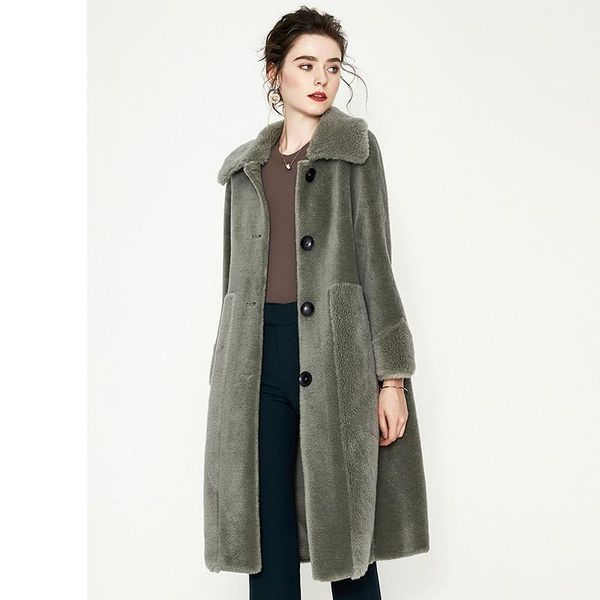 female autumn winter clothes real korean vintage long sheep shearing jacket women 100% wool fur coat hiver kg-210, Black
female autumn winter clothes real korean vintage long sheep shearing jacket women 100% wool fur coat hiver kg-210, Black