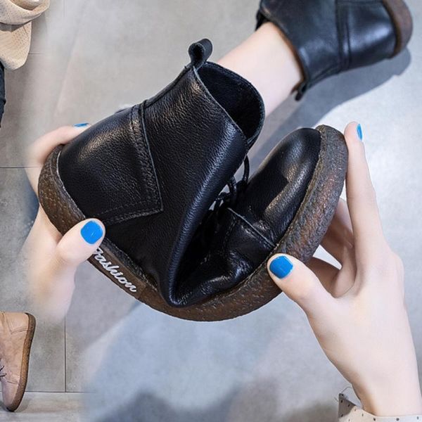 soft ankle snow boots cowhide leather women flat platform short boots ladies shoes fashion autumn winter, Black
soft ankle snow boots cowhide leather women flat platform short boots ladies shoes fashion autumn winter, Black