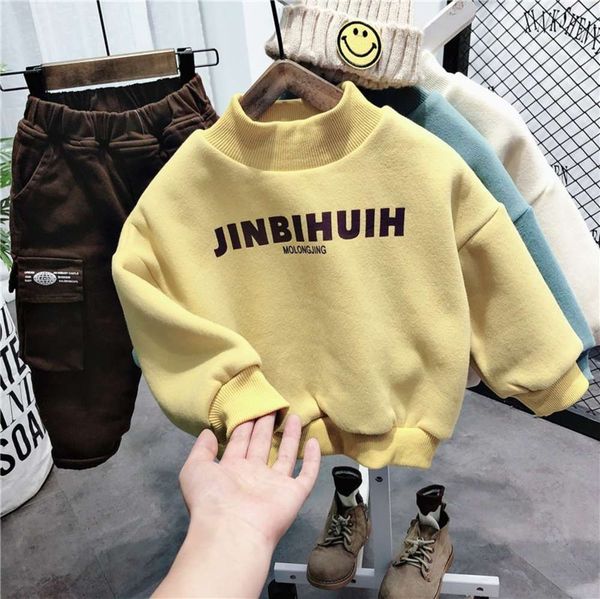 children's clothing 2019 boys' autumn winter plush and thickened sweater, Black