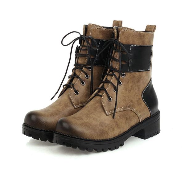 patchwork mixed colors autumn winter women fashion ankle work boots med heels round toe ladies shoes lace up retro british style, Black
patchwork mixed colors autumn winter women fashion ankle work boots med heels round toe ladies shoes lace up retro british style, Black