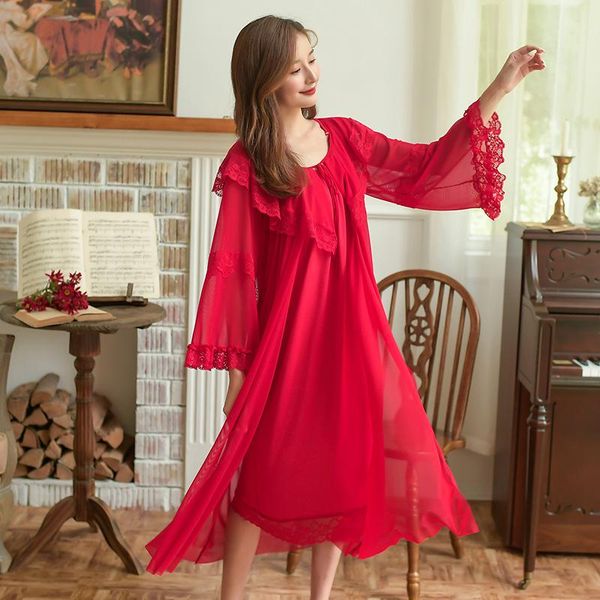 robe set two pieces spaghetti strap deep v neck white cotton sleepwear lace bathrobe set luxury nightgown long lingerie, Black;red
robe set two pieces spaghetti strap deep v neck white cotton sleepwear lace bathrobe set luxury nightgown long lingerie, Black;red
