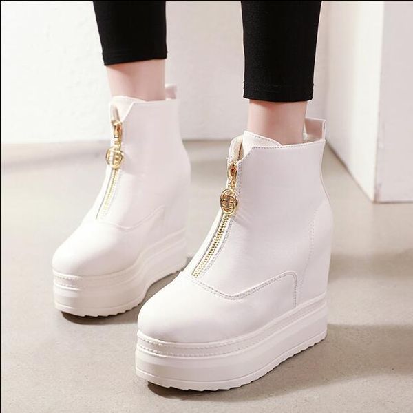 2020 boots, muffin women's ten-inch wedge, super high heels, increased leather martin boots sy0r, Black 
2020 boots, muffin women's ten-inch wedge, super high heels, increased leather martin boots sy0r, Black