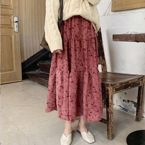 vintage floral print pleated corduroy long skirts winter women punk rock korean skirt streetwear elastic waist midi skirt, Black
vintage floral print pleated corduroy long skirts winter women punk rock korean skirt streetwear elastic waist midi skirt, Black