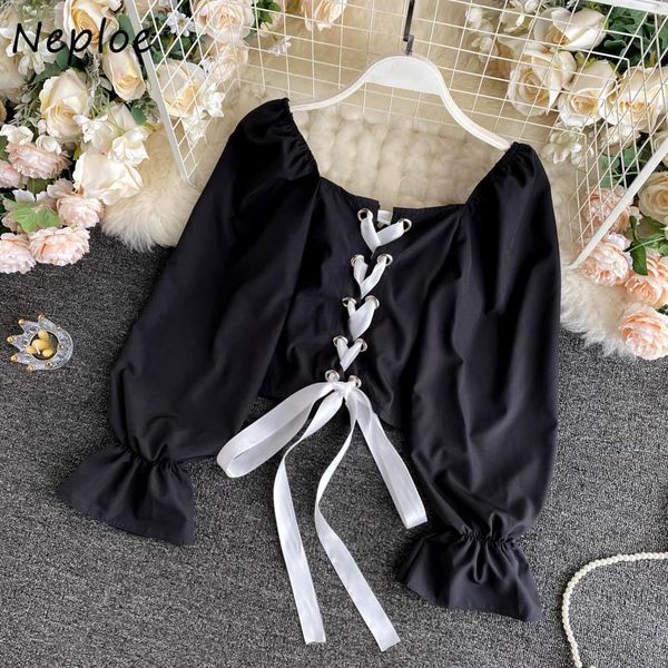 women's blouses & shirts neploe solid puff sleeve women summer 2021 fashion square collar blusas mujer ins lace up slim fit 1f672, White
women's blouses & shirts neploe solid puff sleeve women summer 2021 fashion square collar blusas mujer ins lace up slim fit 1f672, White
