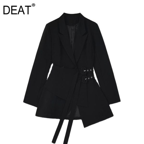 women's suits & blazers deat blazer coat women solid belt double button office lady full sleeve notched 2021 autumn fashion tu8, White;black
women's suits & blazers deat blazer coat women solid belt double button office lady full sleeve notched 2021 autumn fashion tu8, White;black