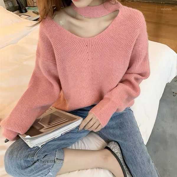 covering yarn women sweater winter 2019 korean style casual oversized halterneck knitted pullover pink white green khaki t3601, White;black
covering yarn women sweater winter 2019 korean style casual oversized halterneck knitted pullover pink white green khaki t3601, White;black