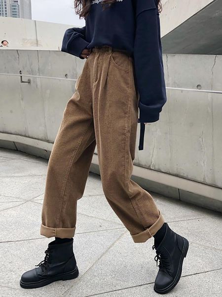 women winter autumn high waist straight slim versatile corduroy wide leg pants female premium casual loose vintage cargo trouser, Black;white
women winter autumn high waist straight slim versatile corduroy wide leg pants female premium casual loose vintage cargo trouser, Black;white