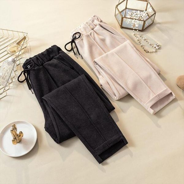 women pants autumn winter woolen harem pants elastic high waist plus size casual trousers streetwear black women clothing, Black;white
women pants autumn winter woolen harem pants elastic high waist plus size casual trousers streetwear black women clothing, Black;white