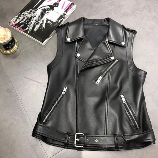women's leather & faux maylofuer women genuine sheepskin jacket belt spring vest 100% natural waistcoat fashion gilet, Black
women's leather & faux maylofuer women genuine sheepskin jacket belt spring vest 100% natural waistcoat fashion gilet, Black
