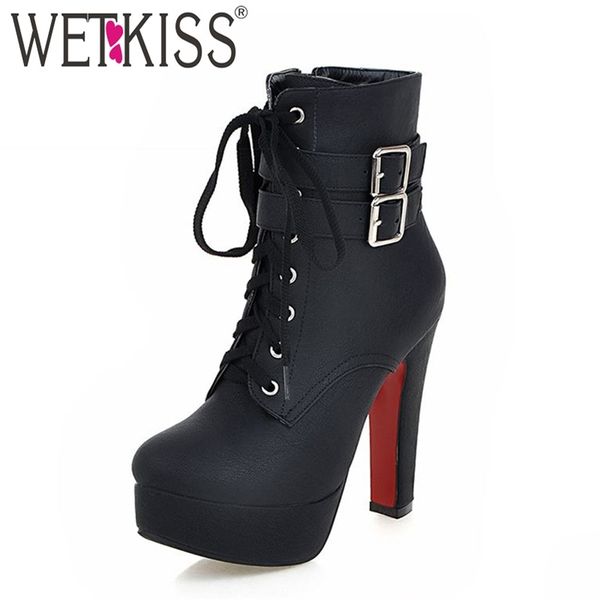 wetkiss super big size 32-48 thick high heels shoes buckle strap lace up short boots women booties platform autumn winter boots 201215, Black
wetkiss super big size 32-48 thick high heels shoes buckle strap lace up short boots women booties platform autumn winter boots 201215, Black