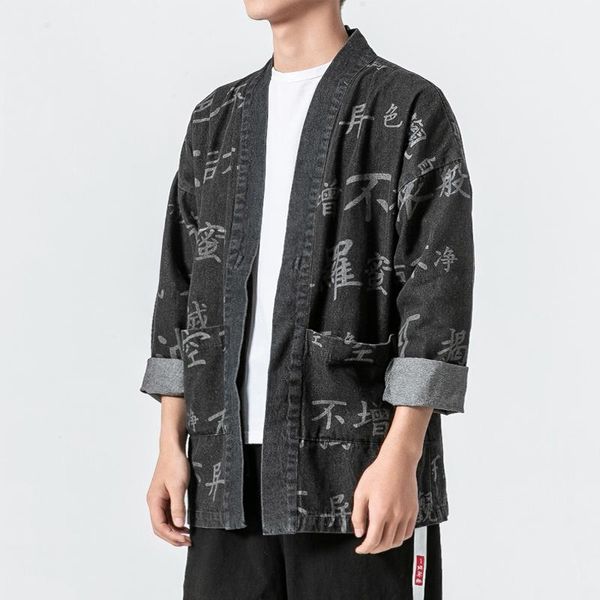 men's jackets men chinese print jean cardigan coat harajuku male kimono jacket streetwear hip hop fashion casual denim, Black;brown
men's jackets men chinese print jean cardigan coat harajuku male kimono jacket streetwear hip hop fashion casual denim, Black;brown