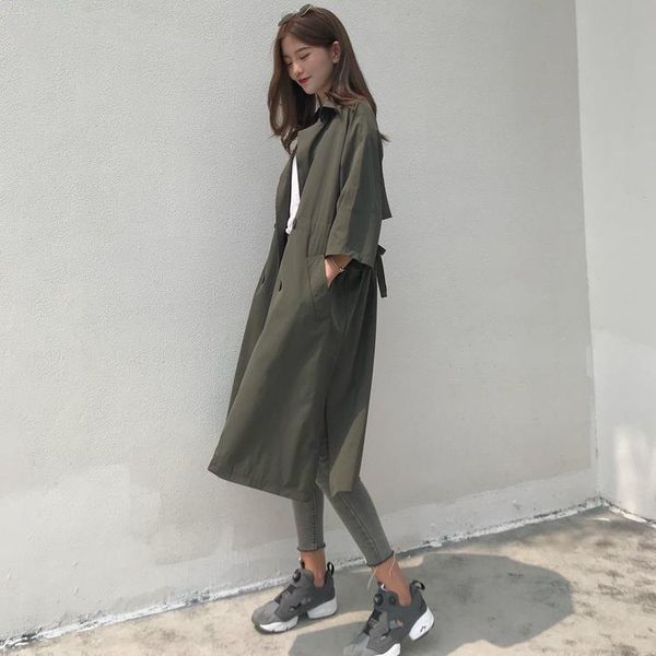 women's trench coats women solid simple all-match loose leisure long three quarter sleeve womens retro korean style trendy ladies chic, Tan;black
women's trench coats women solid simple all-match loose leisure long three quarter sleeve womens retro korean style trendy ladies chic, Tan;black