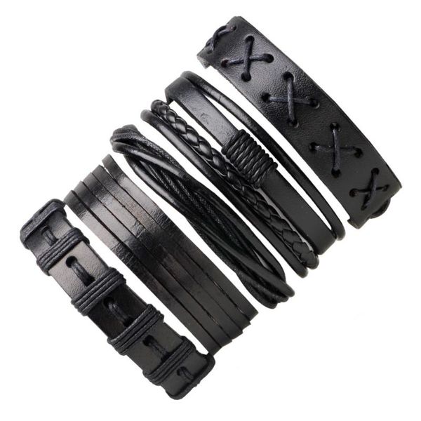 charm bracelets 5 pcs/set leather bracelet men women jewelry black punk casual multilayer braid bnagles men's accessories, Golden;silver
charm bracelets 5 pcs/set leather bracelet men women jewelry black punk casual multilayer braid bnagles men's accessories, Golden;silver