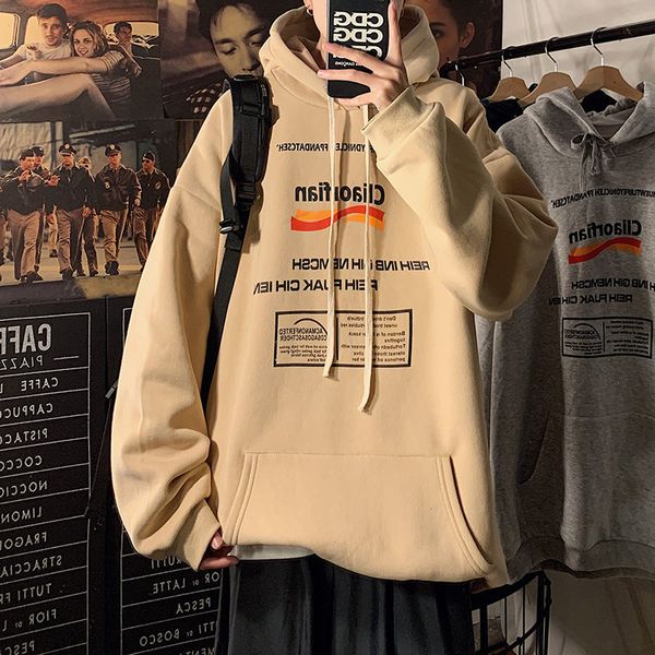 2021 new autumn over velvet of the fashionable men marks loose with hood thick coat high-style gray door hoodies ferk, Black 
2021 new autumn over velvet of the fashionable men marks loose with hood thick coat high-style gray door hoodies ferk, Black