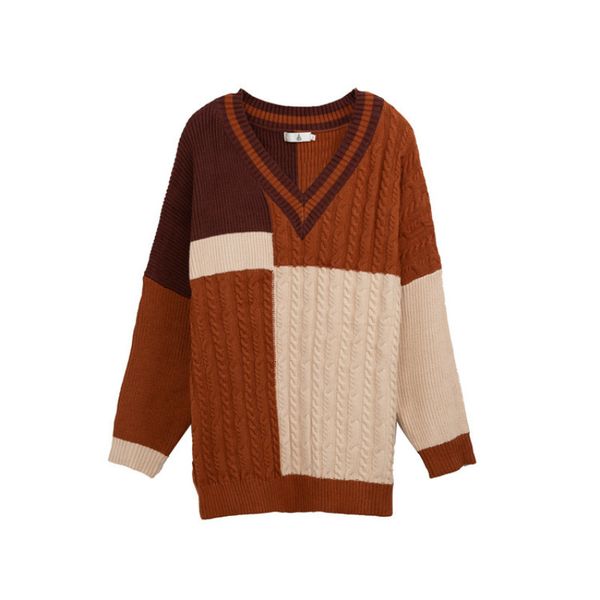 2021 new autumn women's leisure-sized ladies plump v-collar contrast color amendment versatile knitted cable-sweater ww0q, White;black
2021 new autumn women's leisure-sized ladies plump v-collar contrast color amendment versatile knitted cable-sweater ww0q, White;black