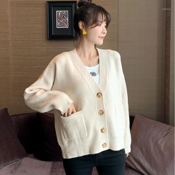 lady solid color casual harajuku sweater cardigan the female women autumn style outer wear loose v-neck sweater ladies coat1, White
lady solid color casual harajuku sweater cardigan the female women autumn style outer wear loose v-neck sweater ladies coat1, White