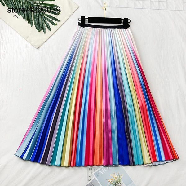 new arrival women rainbow skirt high waist gradient color pleated mid-calf skirts, Black
new arrival women rainbow skirt high waist gradient color pleated mid-calf skirts, Black