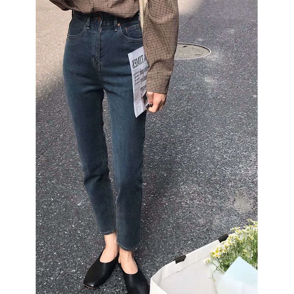 high waisted 9-point straight tube jeans women's and slim pipe pants 2020 korean autumn winter fashion student wear, Blue
high waisted 9-point straight tube jeans women's and slim pipe pants 2020 korean autumn winter fashion student wear, Blue