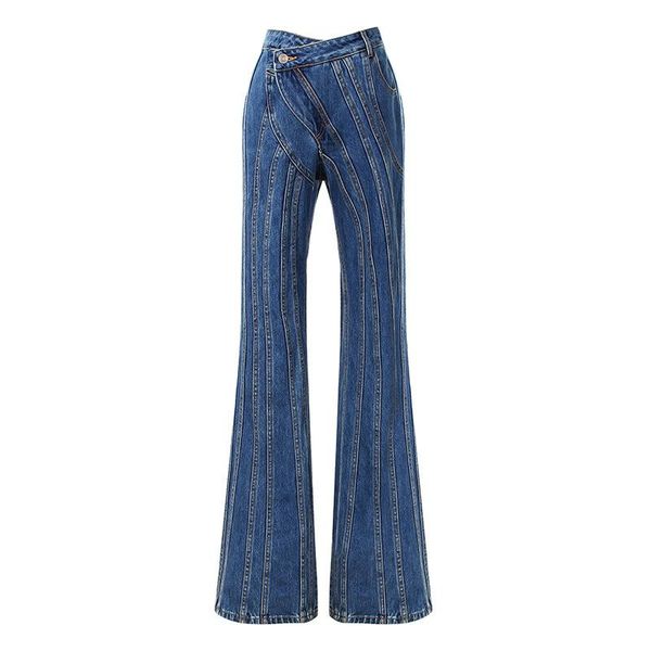 women's trousers 2020 asymmetric oblique waist placket multi-line split patchwork structure tailored women's jeans, Blue
women's trousers 2020 asymmetric oblique waist placket multi-line split patchwork structure tailored women's jeans, Blue