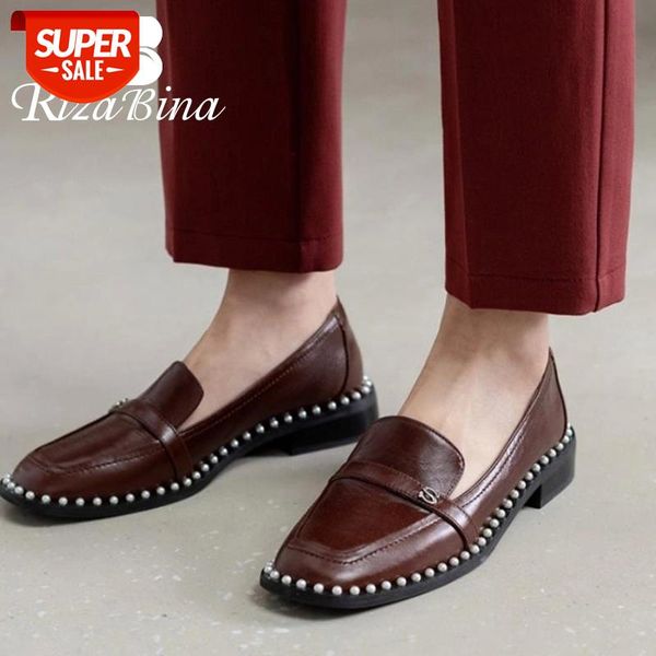 rizabina women real leather flats square toe slip on shoes pearl fashion solid color ladies footwear size 34-39 #d28s
rizabina women real leather flats square toe slip on shoes pearl fashion solid color ladies footwear size 34-39 #d28s