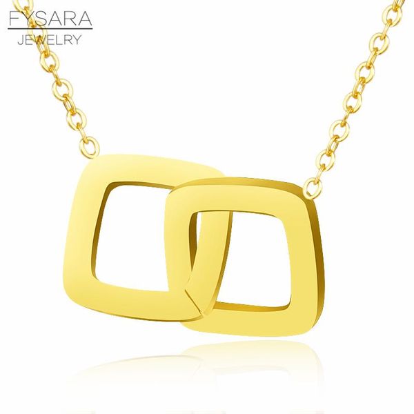 fysara two squares pendant necklace women jewelry stainless steel double round clavicle chain collar love statement necklace wmtfun, Black
fysara two squares pendant necklace women jewelry stainless steel double round clavicle chain collar love statement necklace wmtfun, Black