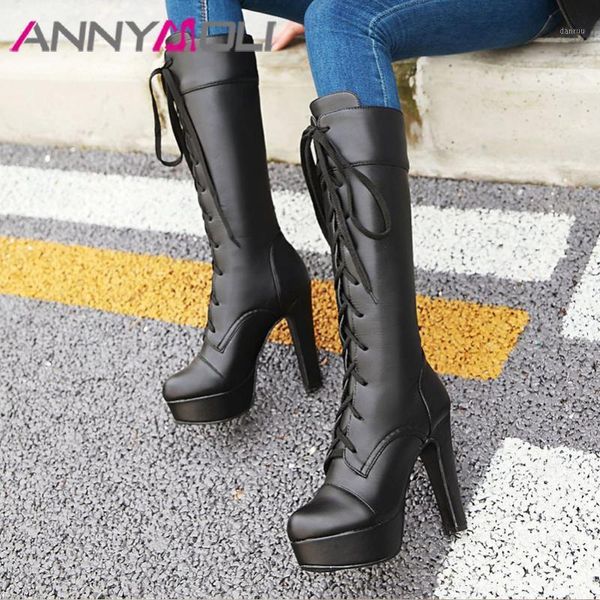 boots annymoli winter knee high women lace up platform block heels long fashion extreme heel shoes ladies big size 431, Black
boots annymoli winter knee high women lace up platform block heels long fashion extreme heel shoes ladies big size 431, Black