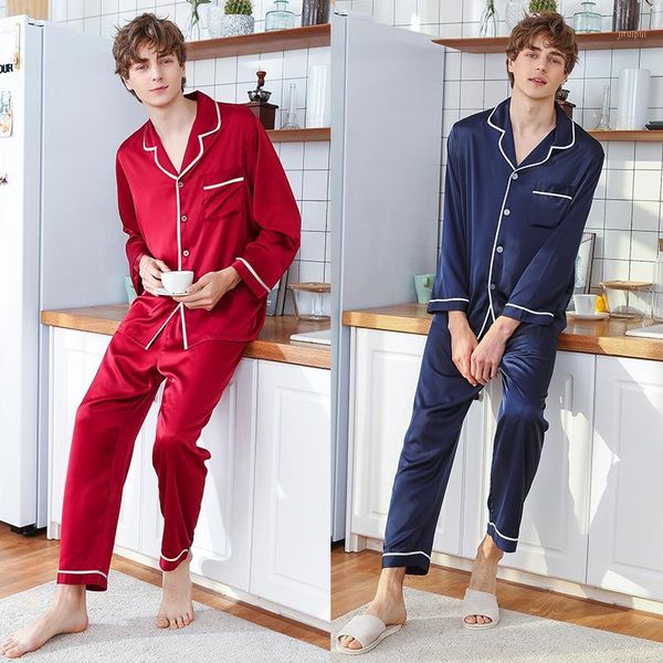 men satin silk pyjamas sets selling pajamas men spring summer long sleeve trousers homewear sets pijama winter1, Black;brown
men satin silk pyjamas sets selling pajamas men spring summer long sleeve trousers homewear sets pijama winter1, Black;brown