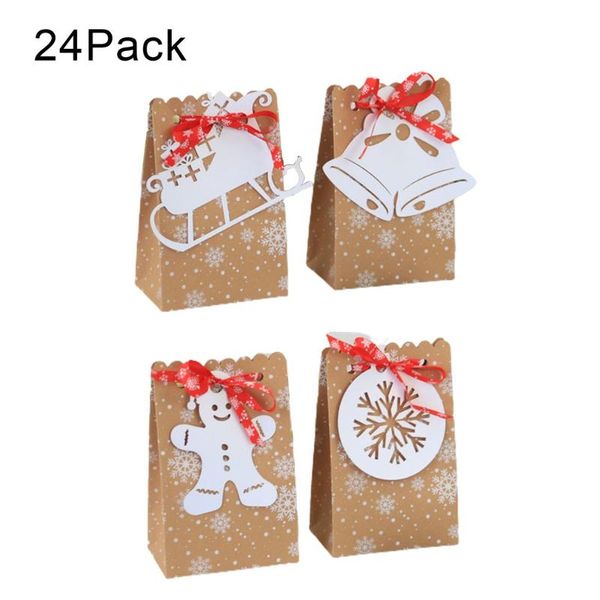 24pcs Christmas Kraft Paper Snowflake Bag Card Cornucopia Gift Wrapping Bag For Biscuits Chocolates Cake
24pcs Christmas Kraft Paper Snowflake Bag Card Cornucopia Gift Wrapping Bag For Biscuits Chocolates Cake