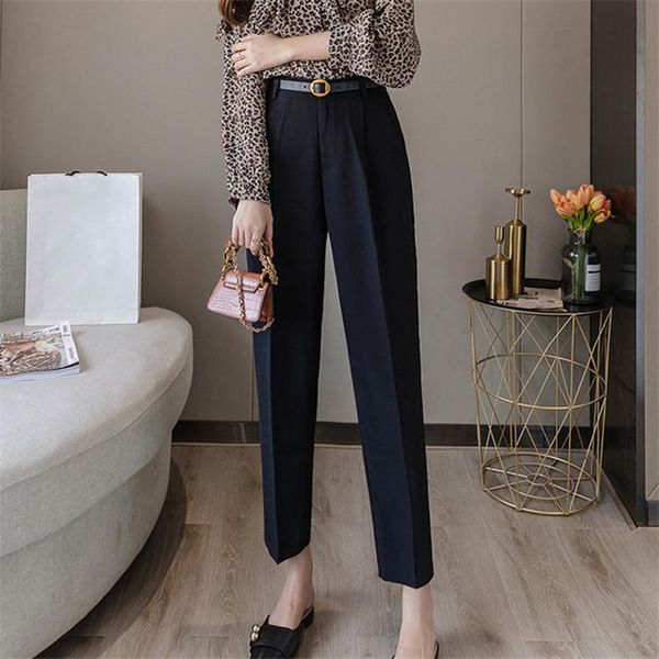new 2020 spring winter women pants high waist loose formal elegant office lady ankle-length with belt pants, Black;white
new 2020 spring winter women pants high waist loose formal elegant office lady ankle-length with belt pants, Black;white