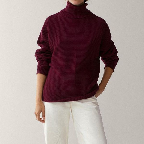 women turtleneck knitted sweater lady stripes loose long sleeve knitwear female pullover jumper, White;black
women turtleneck knitted sweater lady stripes loose long sleeve knitwear female pullover jumper, White;black