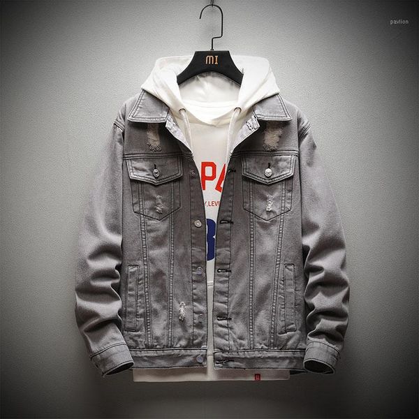 2019 denim jacket men's autumn retro loose blue jacket trend harajuku style hole denim clothing korea solid color1, Black;brown
2019 denim jacket men's autumn retro loose blue jacket trend harajuku style hole denim clothing korea solid color1, Black;brown