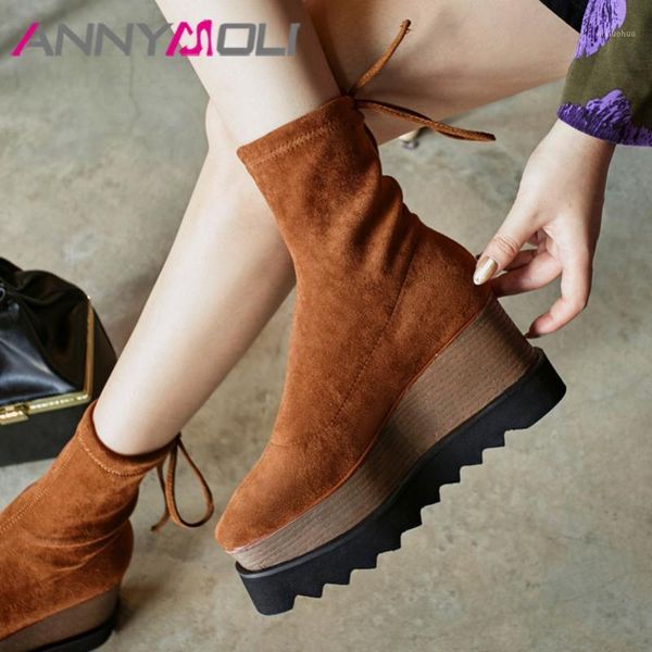 boots annymoli autumn ankle women real leather platform wedge high heel short slim stretch square toe shoes lady size 3-101, Black
boots annymoli autumn ankle women real leather platform wedge high heel short slim stretch square toe shoes lady size 3-101, Black