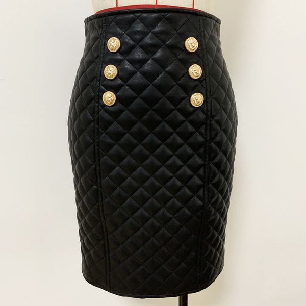 2020 designer skirt women's sewing grid empire synthetic leather skirt q1209, Black 
2020 designer skirt women's sewing grid empire synthetic leather skirt q1209, Black