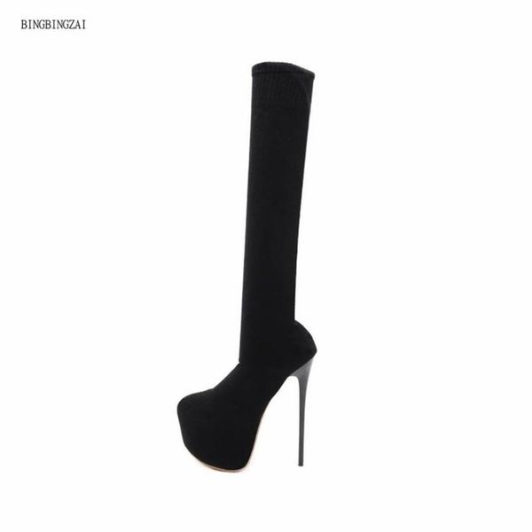 new model women's boots genuine super star elastic boots stilettos 16 over the knee fashion brand transgender 4-8 9, Black
new model women's boots genuine super star elastic boots stilettos 16 over the knee fashion brand transgender 4-8 9, Black