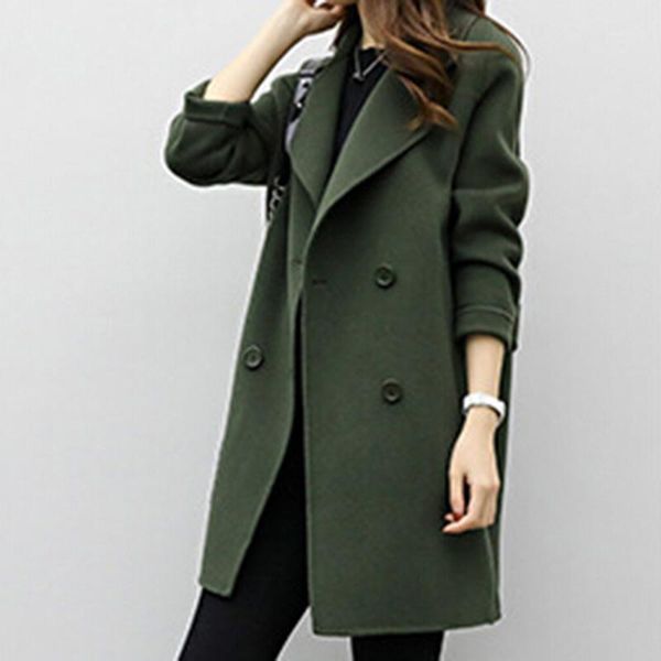 women wool blend coat new medium-long loose double-breasted slim type autumn spring warm trench coats female overcoat1, Black
women wool blend coat new medium-long loose double-breasted slim type autumn spring warm trench coats female overcoat1, Black