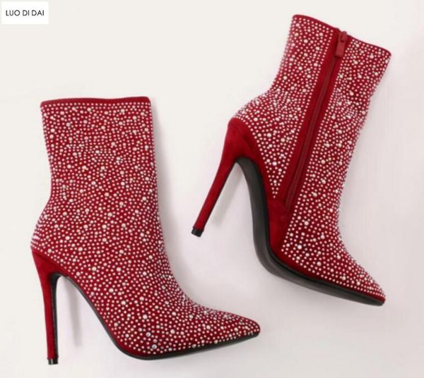 2020 glitter ladies ankle boots fashion pointed toe boots shine diamond stud booties thin heel party women rhinestone shoe, Black
2020 glitter ladies ankle boots fashion pointed toe boots shine diamond stud booties thin heel party women rhinestone shoe, Black