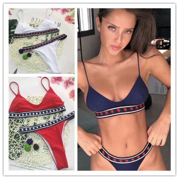 new solid five pointed star ribbon swimsuit bikini 
new solid five pointed star ribbon swimsuit bikini