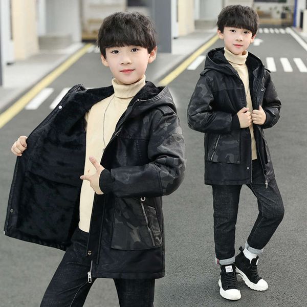 boys' camouflage leather patchwork thickened coat 2020 winter long sve hooded men's zipper shirt medium length children's wea, Black
boys' camouflage leather patchwork thickened coat 2020 winter long sve hooded men's zipper shirt medium length children's wea, Black