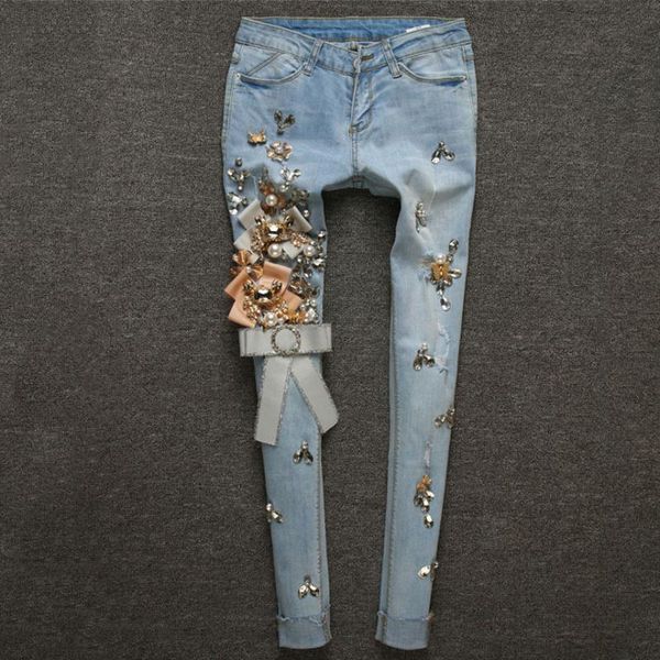 women's jeans femme pants stretch thin denim pencil slim elastic ladies fashion full length with luxury beading diamond ripped, Blue
women's jeans femme pants stretch thin denim pencil slim elastic ladies fashion full length with luxury beading diamond ripped, Blue