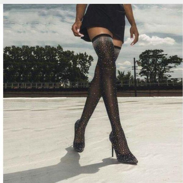 boots fashion high heel 12cm crystal stretch fabric sock pointy toe over-the-knee thigh pointed woman boots-531, Black
boots fashion high heel 12cm crystal stretch fabric sock pointy toe over-the-knee thigh pointed woman boots-531, Black