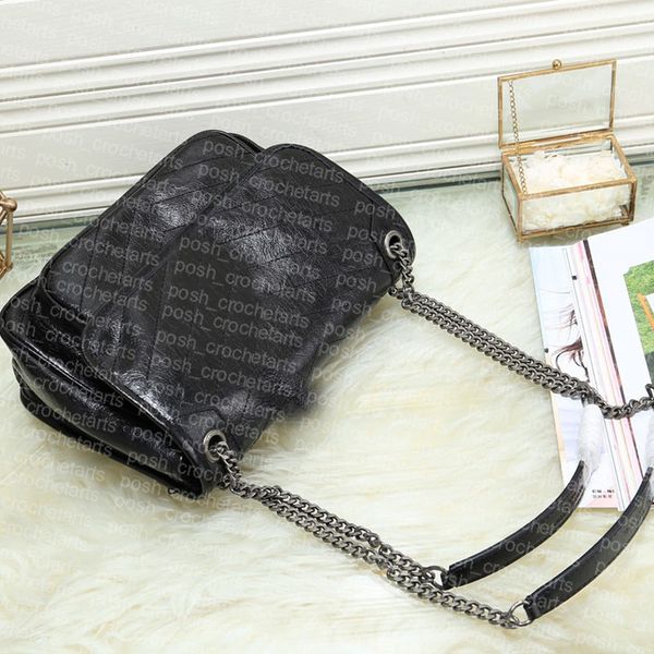 wax leather niki shoulder bags chevron chain bag for women's handbag purses